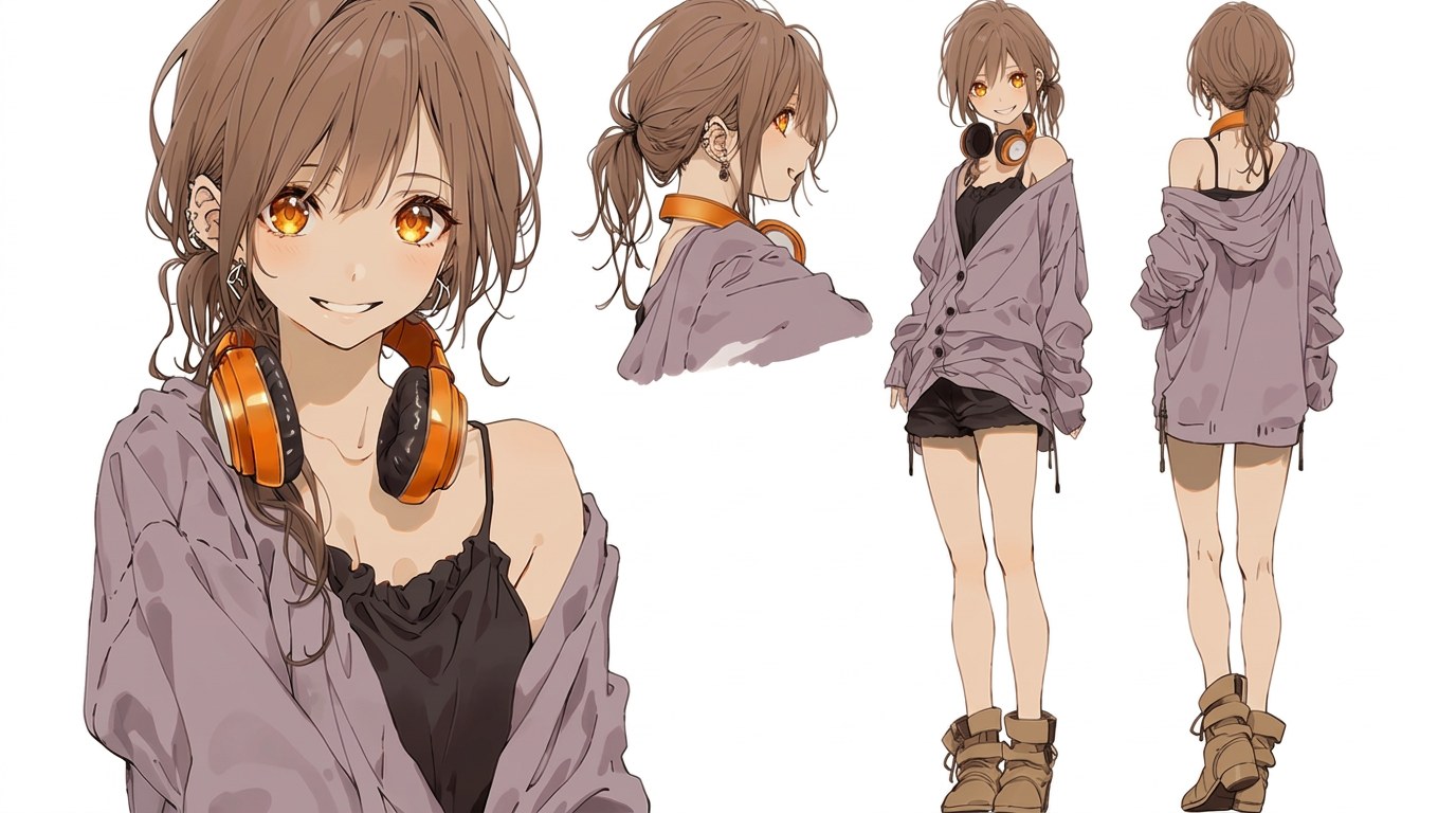 カジュアル衣装のキャラクターシート